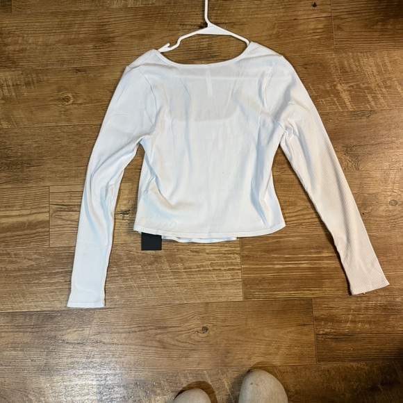 Fabletics Ribbed Square Neck Top Women’s XXL 1X NWT Long Sleeve White Stretchy - Picture 5 of 7